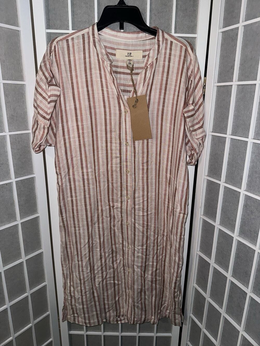 Thread and Supply Judson Dress Desert Rose Blush & Pink Striped X-Small NWT
